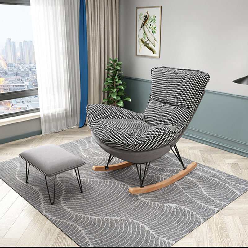 Contemporary Rocking Chair Cotton Upholstered Tufted Metal Frame Baby Rocking Chair