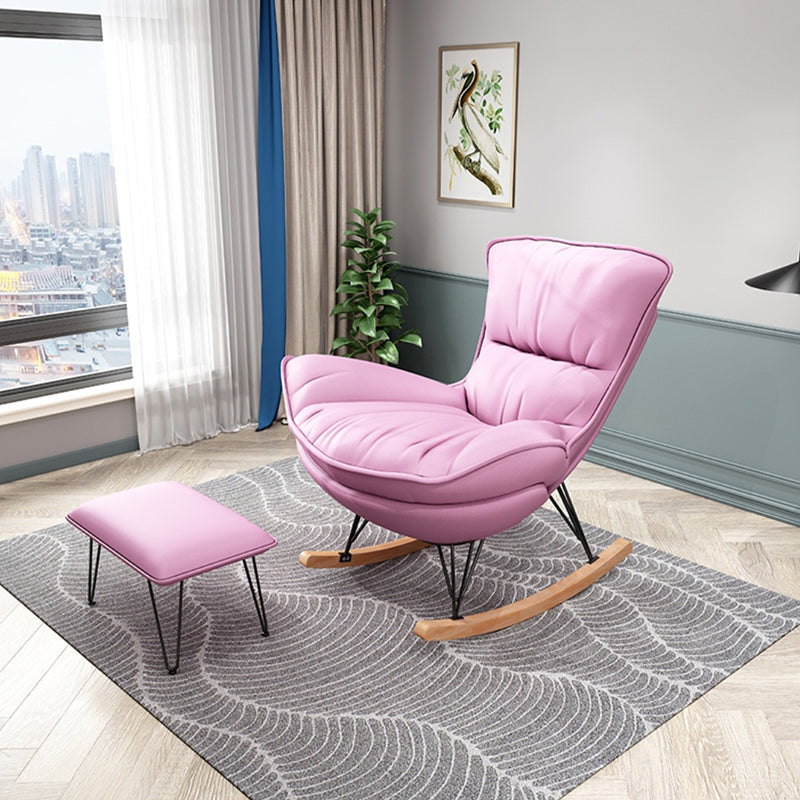 Contemporary Rocking Chair Cotton Upholstered Tufted Metal Frame Baby Rocking Chair