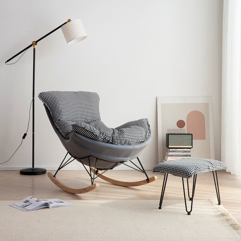 Contemporary Rocking Chair Fabric Upholstered Tufted Metal Frame Baby Rocking Chair