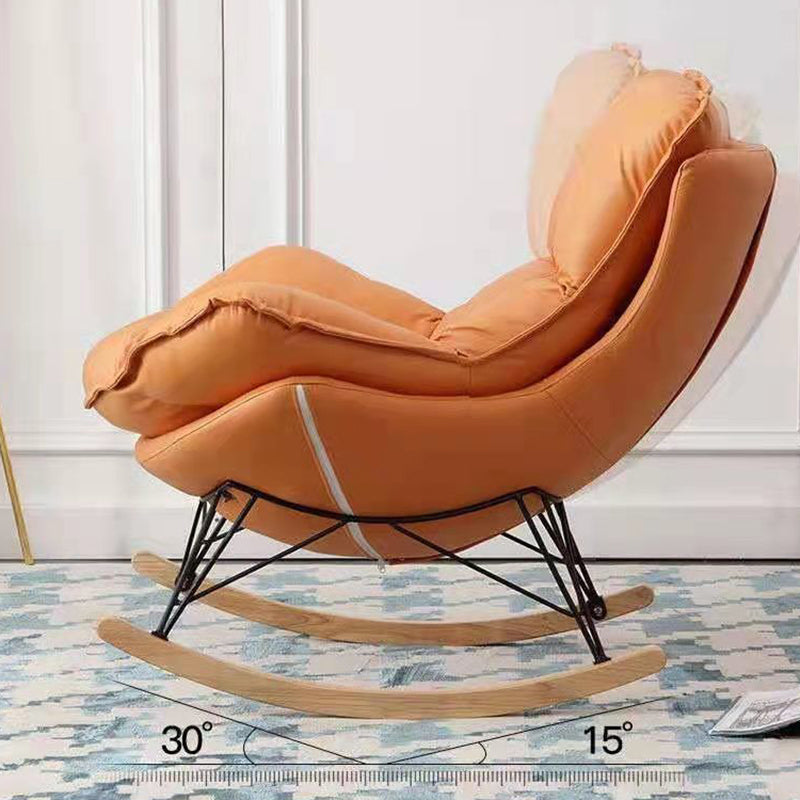 Contemporary Rocking Chair Fabric Upholstered Tufted Metal Frame Baby Rocking Chair