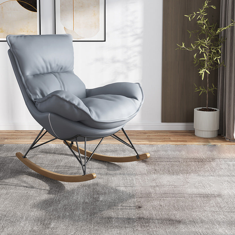 Contemporary Rocking Chair Faux Leather Waterproof Glider Chair with Removable Cushions