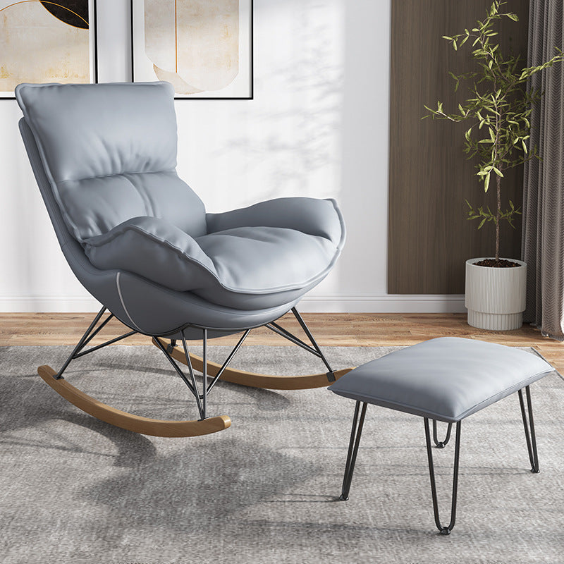Contemporary Rocking Chair Faux Leather Waterproof Glider Chair with Removable Cushions
