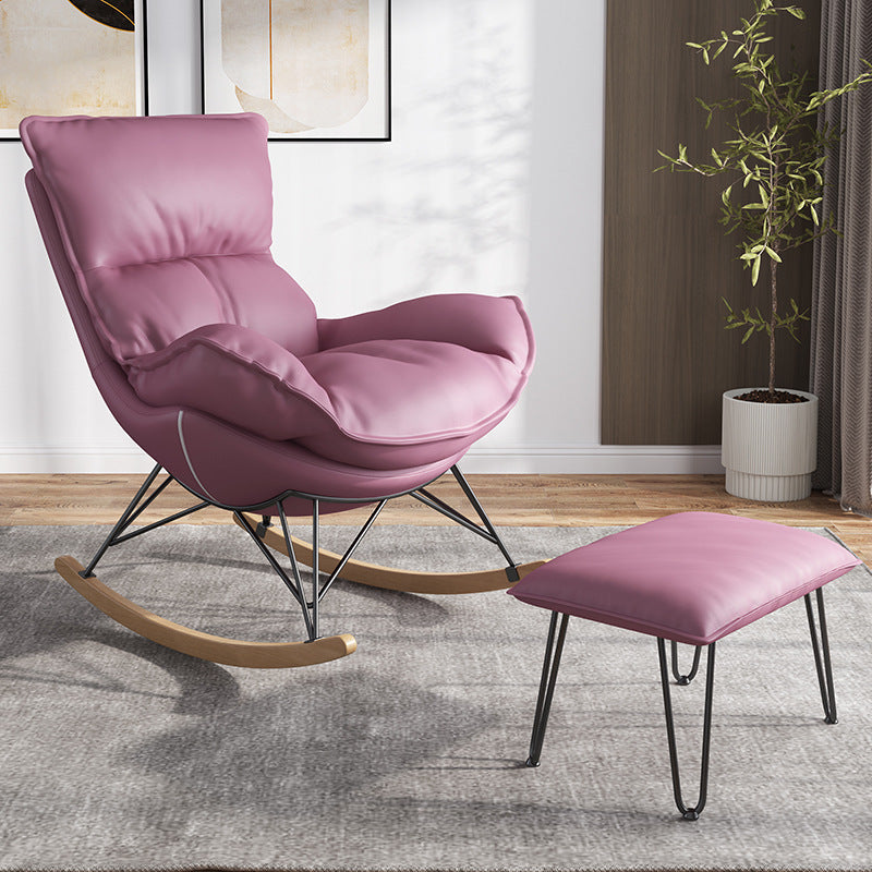 Contemporary Rocking Chair Faux Leather Waterproof Glider Chair with Removable Cushions