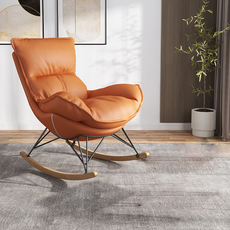 Contemporary Rocking Chair Faux Leather Waterproof Glider Chair with Removable Cushions