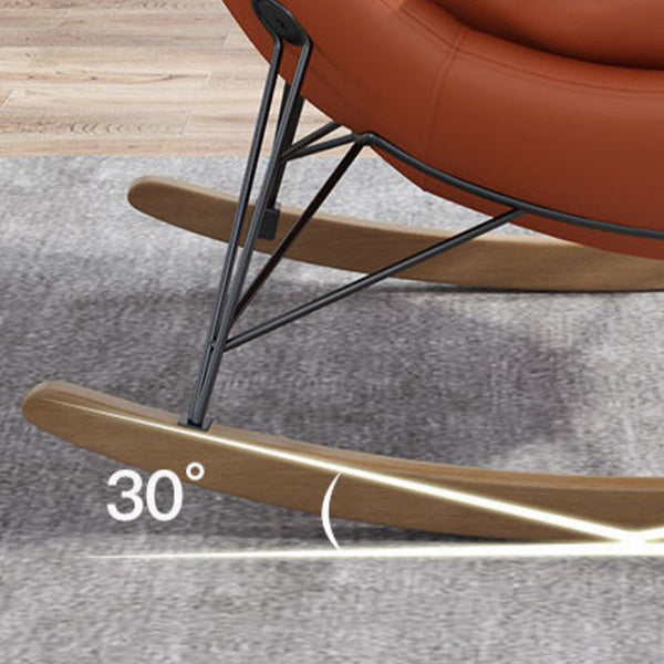 Contemporary Rocking Chair Faux Leather Waterproof Glider Chair with Removable Cushions