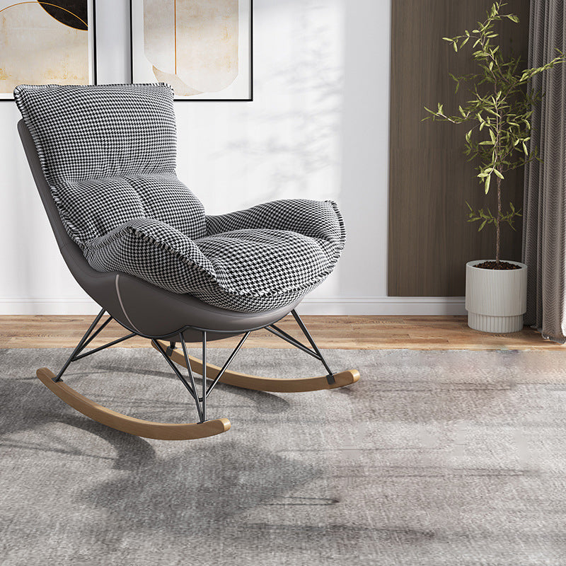 Contemporary Rocking Chair Faux Leather Waterproof Glider Chair with Removable Cushions