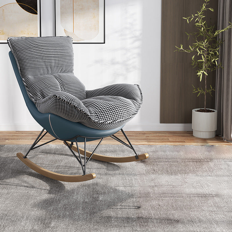 Contemporary Rocking Chair Faux Leather Waterproof Glider Chair with Removable Cushions