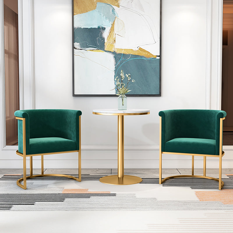 Parsons Velvet Arm Chair Velvet Gold Base Dining Chair for Dining Room