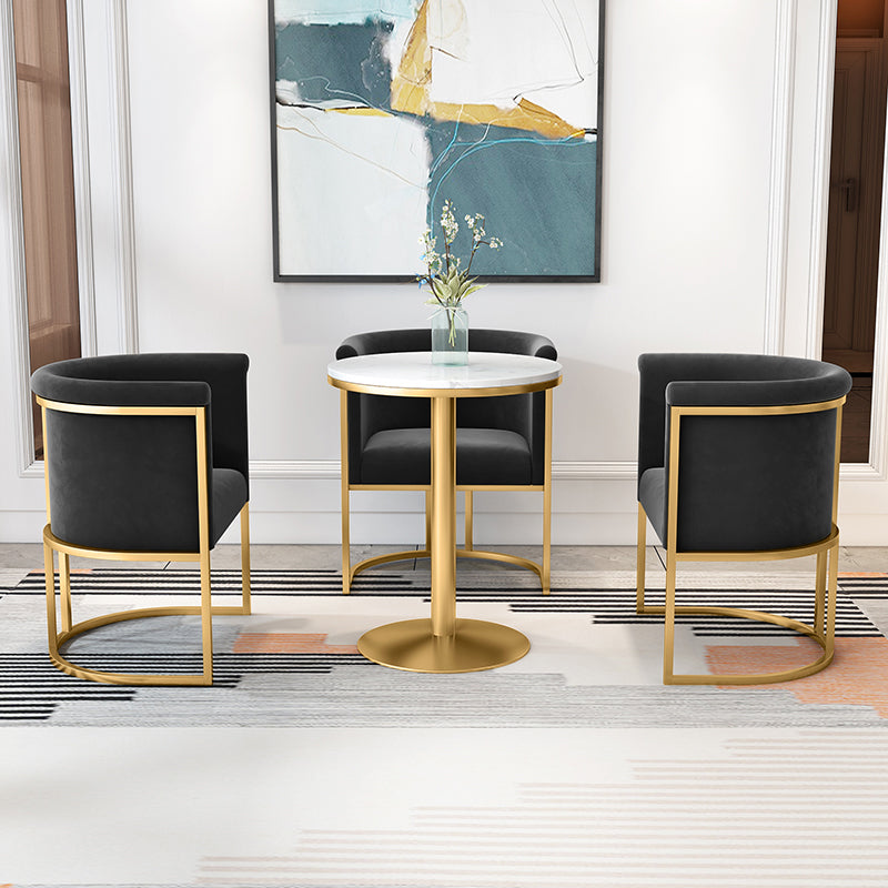 Parsons Velvet Arm Chair Velvet Gold Base Dining Chair for Dining Room