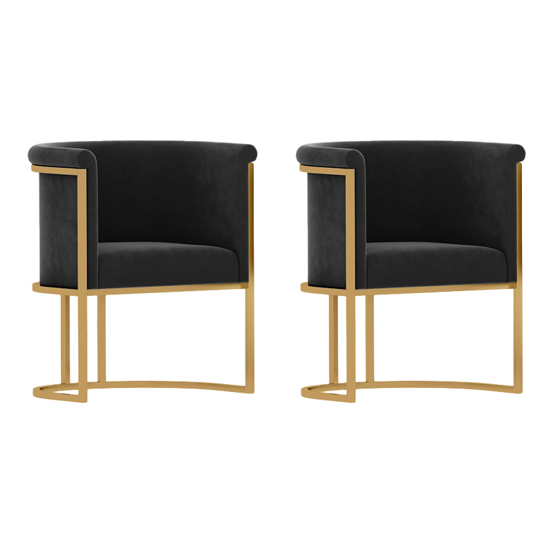 Parsons Velvet Arm Chair Velvet Gold Base Dining Chair for Dining Room