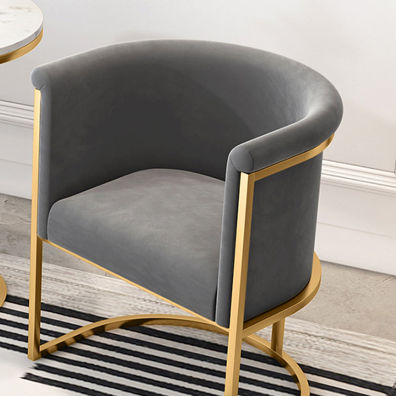 Parsons Velvet Arm Chair Velvet Gold Base Dining Chair for Dining Room
