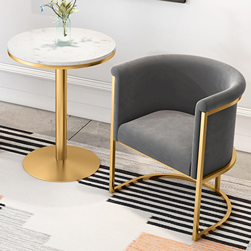 Parsons Velvet Arm Chair Velvet Gold Base Dining Chair for Dining Room