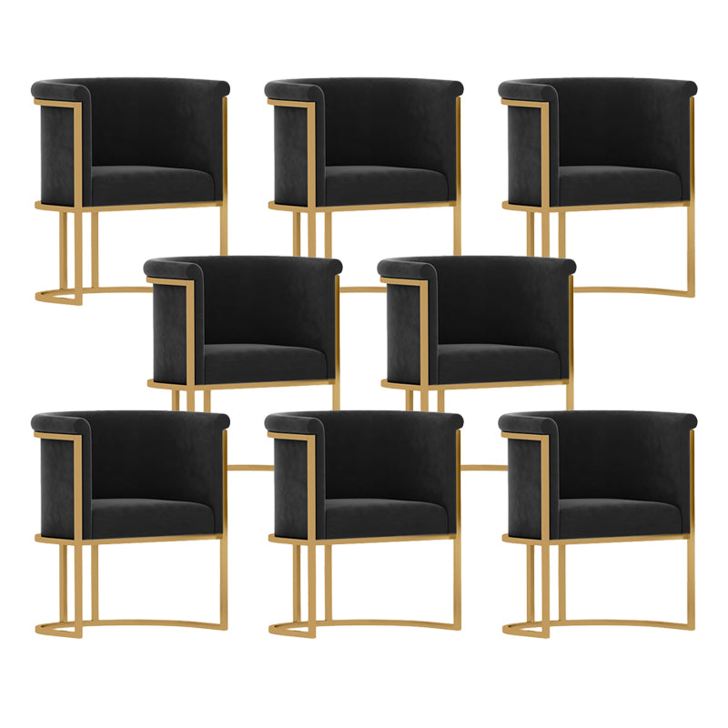 Parsons Velvet Arm Chair Velvet Gold Base Dining Chair for Dining Room