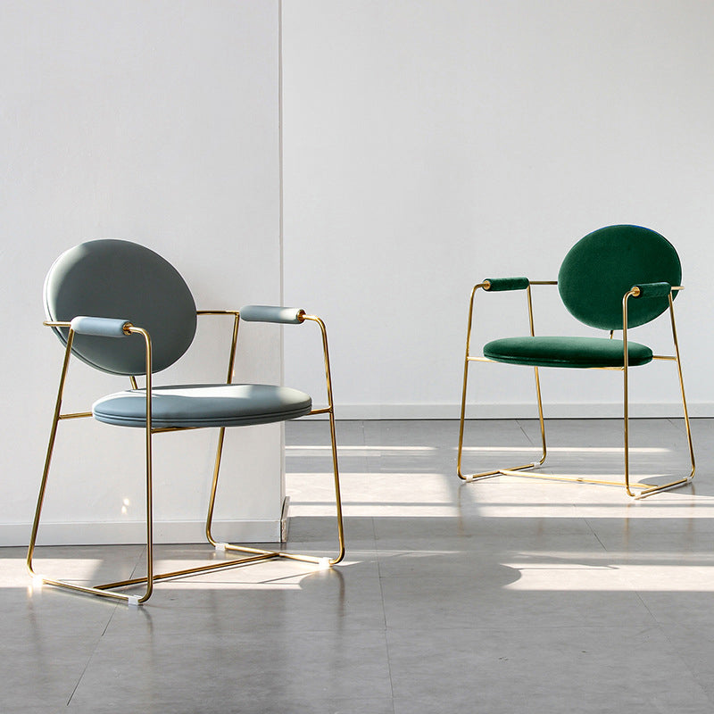 Upholstered Arm Chair Gold Base Dining Chair for Dining Room