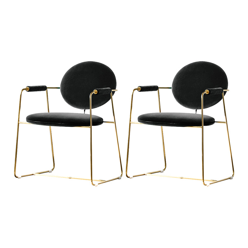 Upholstered Arm Chair Gold Base Dining Chair for Dining Room