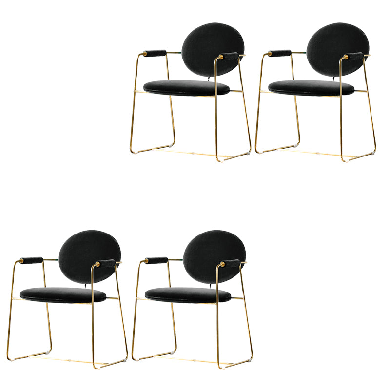 Upholstered Arm Chair Gold Base Dining Chair for Dining Room