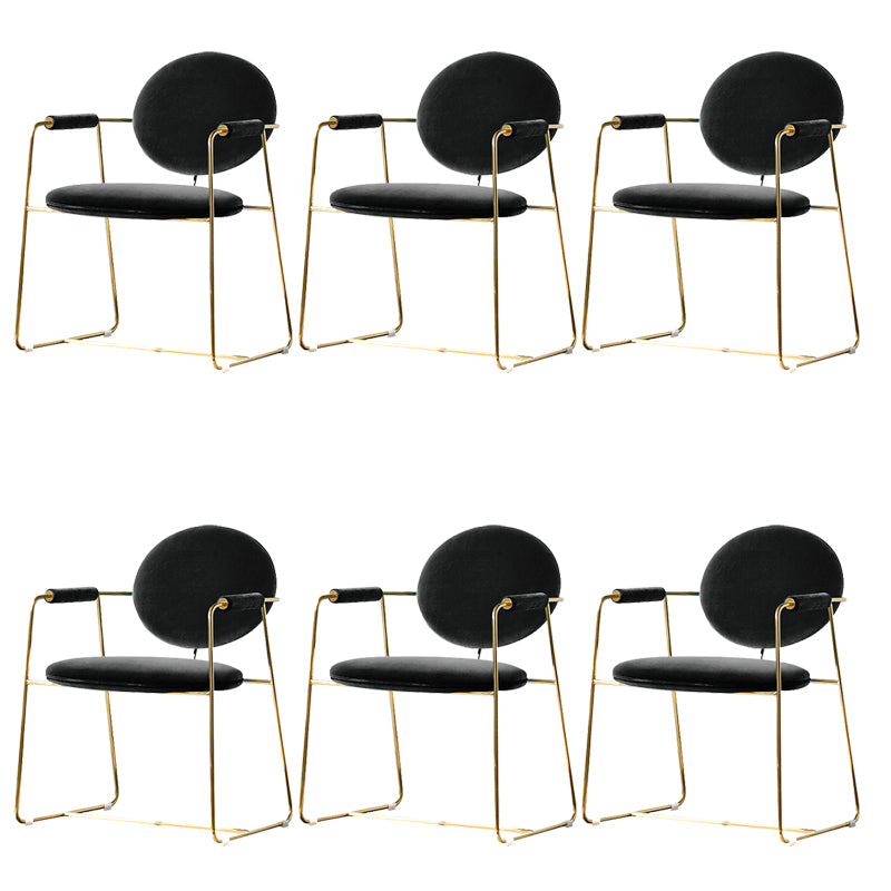 Upholstered Arm Chair Gold Base Dining Chair for Dining Room