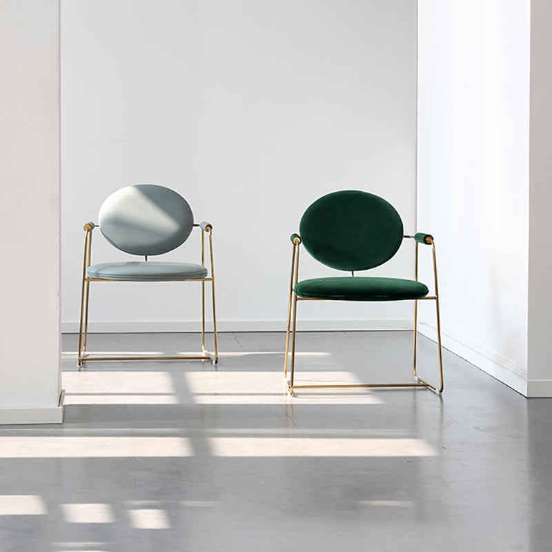 Upholstered Arm Chair Gold Base Dining Chair for Dining Room