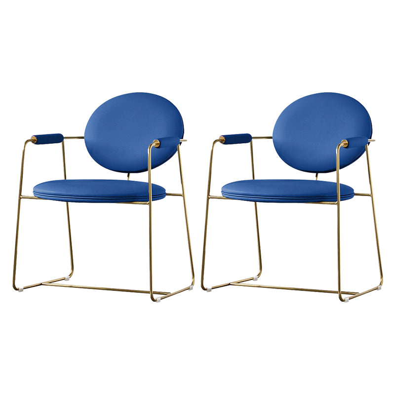 Upholstered Arm Chair Gold Base Dining Chair for Dining Room