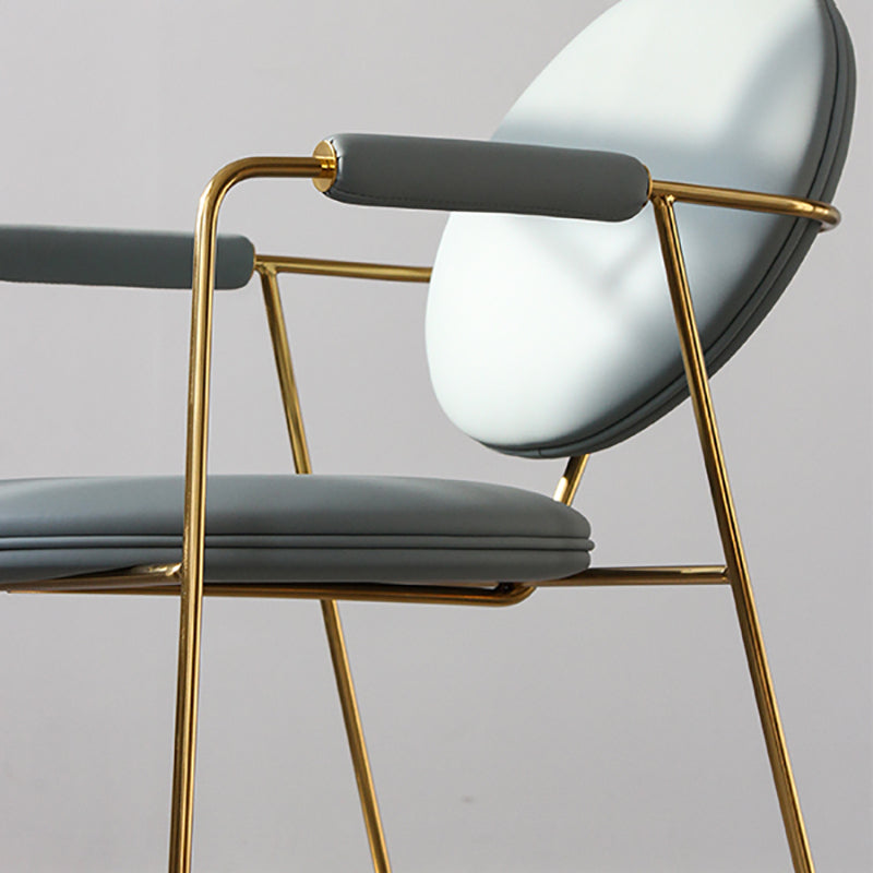 Upholstered Arm Chair Gold Base Dining Chair for Dining Room