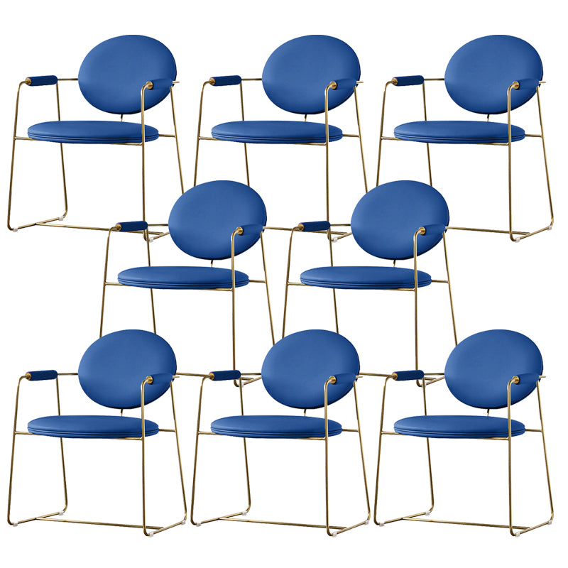 Upholstered Arm Chair Gold Base Dining Chair for Dining Room