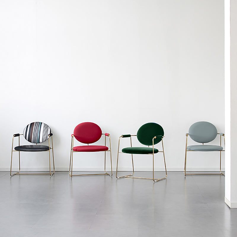 Upholstered Arm Chair Gold Base Dining Chair for Dining Room