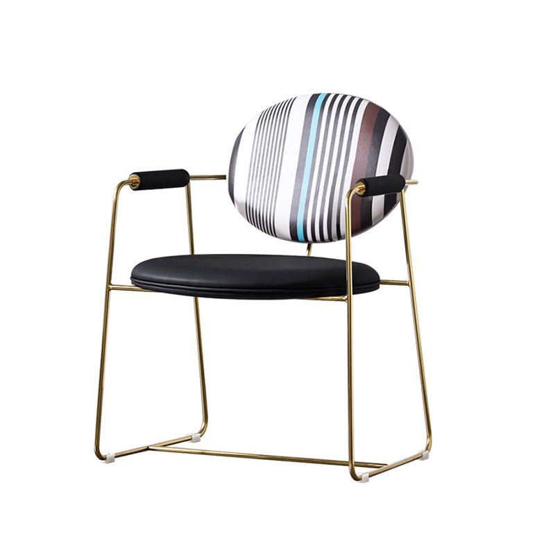 Upholstered Arm Chair Gold Base Dining Chair for Dining Room