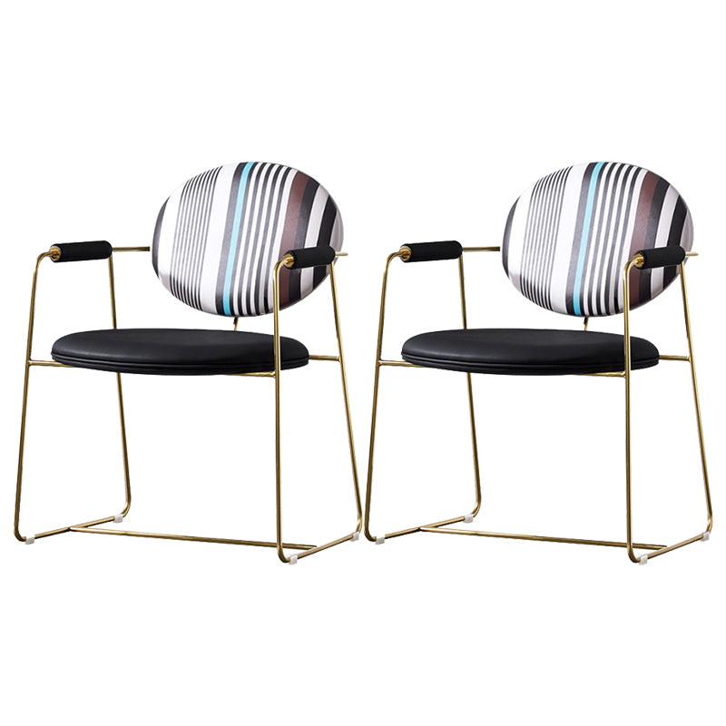 Upholstered Arm Chair Gold Base Dining Chair for Dining Room