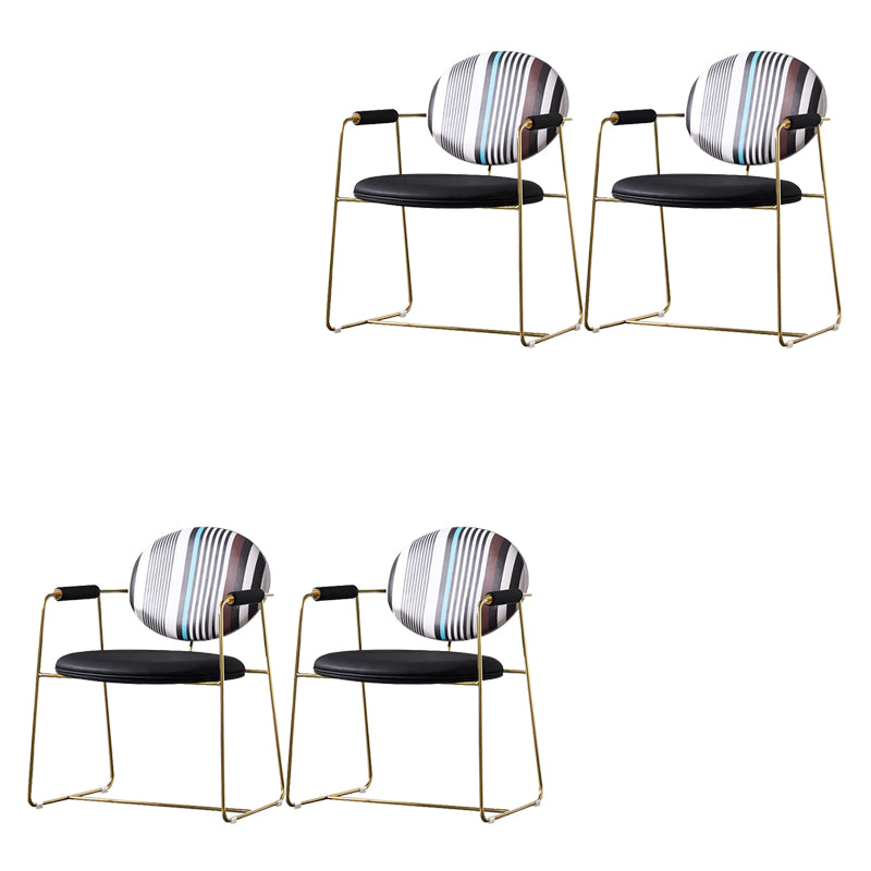 Upholstered Arm Chair Gold Base Dining Chair for Dining Room