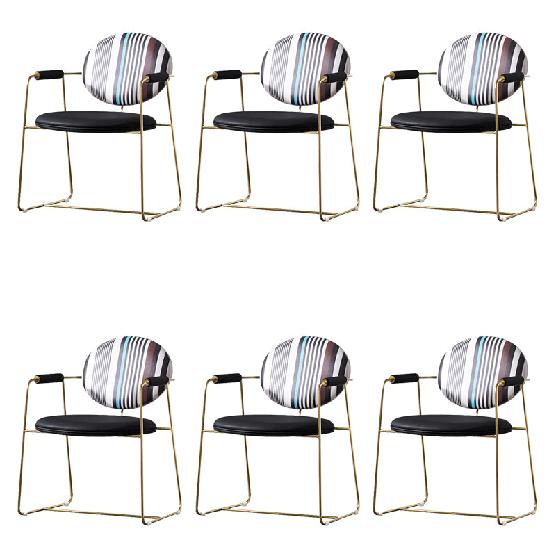 Upholstered Arm Chair Gold Base Dining Chair for Dining Room