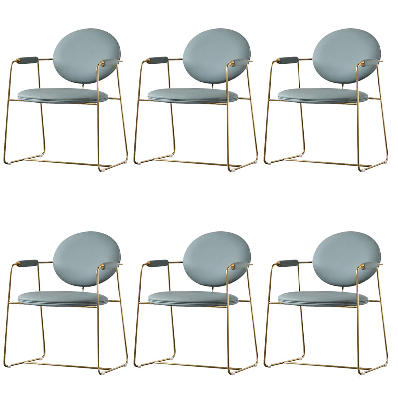 Upholstered Arm Chair Gold Base Dining Chair for Dining Room