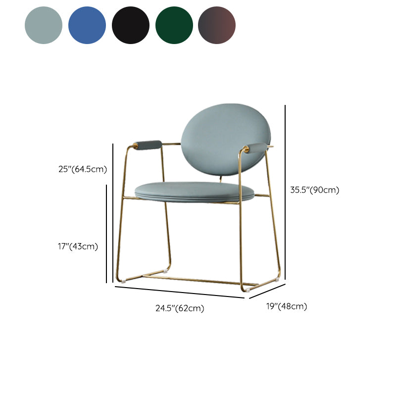 Upholstered Arm Chair Gold Base Dining Chair for Dining Room