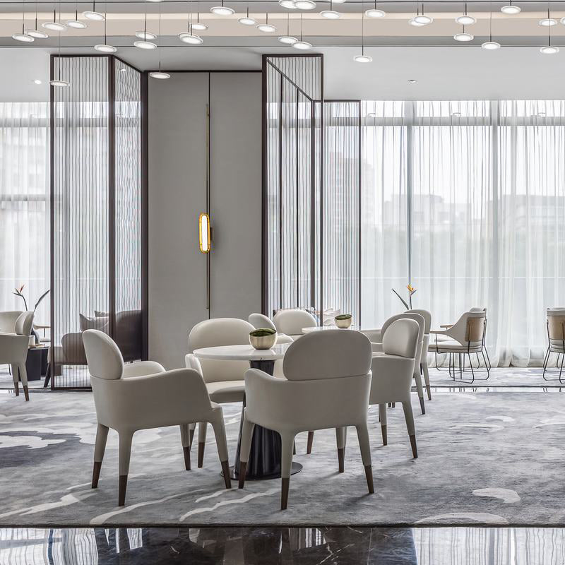 Leather Parsons Arm Chair Indoor Dining Chair for Dining Room