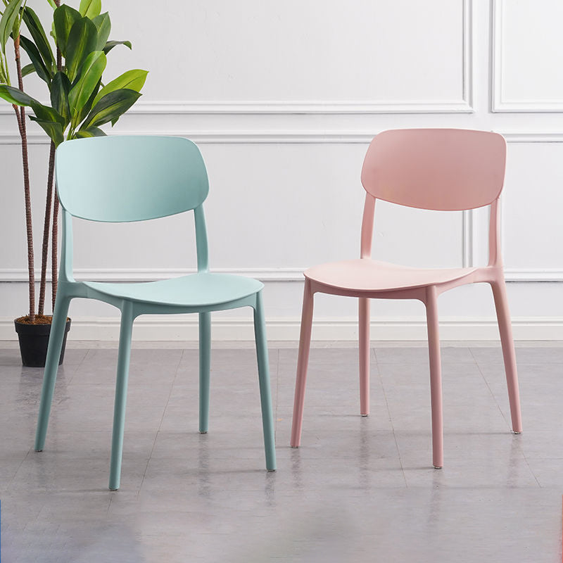 Home Plastic Side Chair Dining Room Open Back Armless Chairs