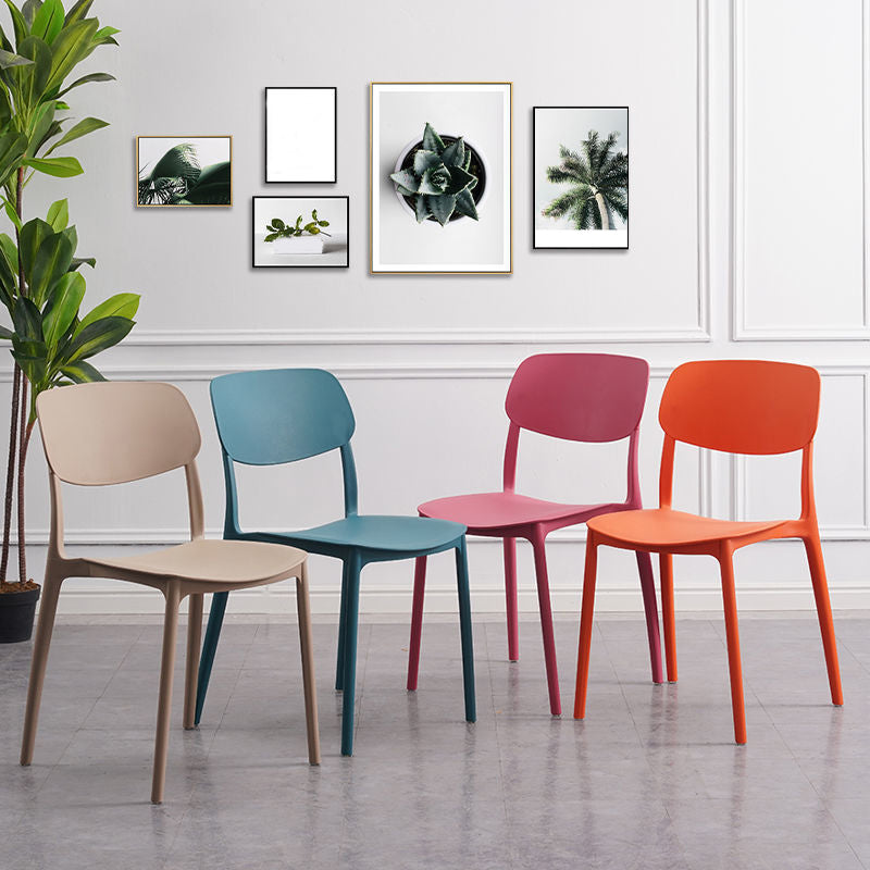 Home Plastic Side Chair Dining Room Open Back Armless Chairs