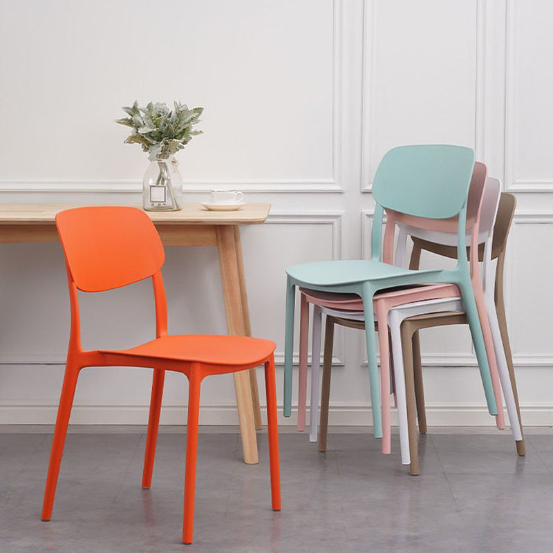 Home Plastic Side Chair Dining Room Open Back Armless Chairs