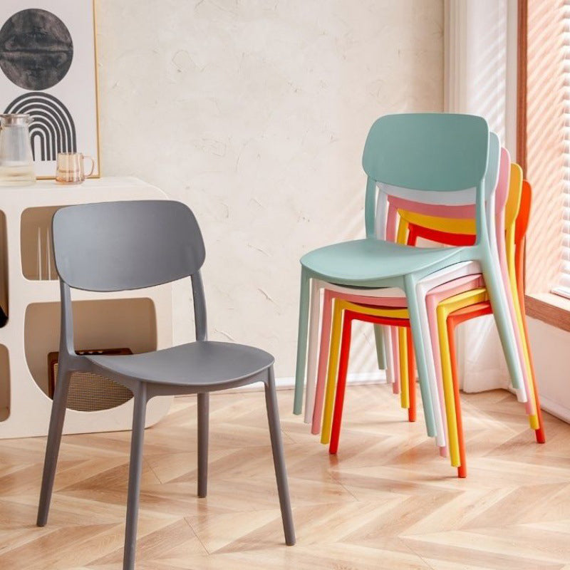 Indoor Plastic Dining Armless Chair Kitchen Open Back Side Chair