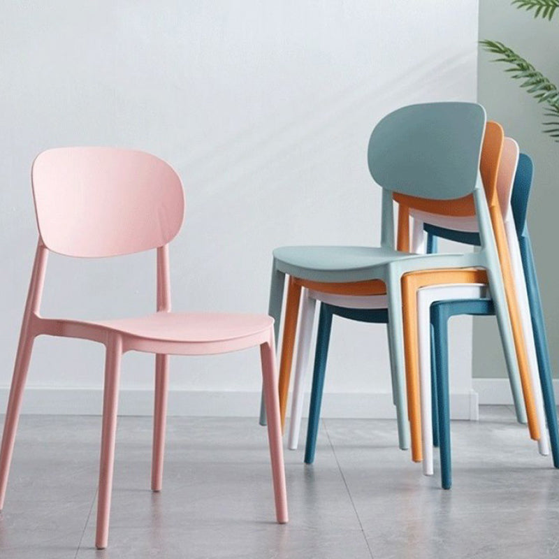 Indoor Plastic Dining Armless Chair Kitchen Open Back Side Chair
