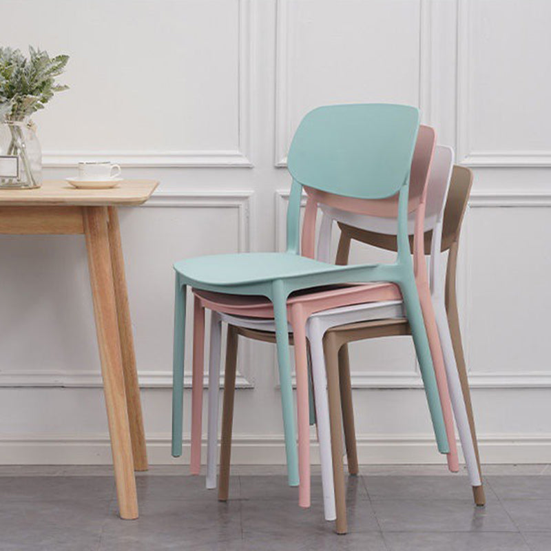 Indoor Plastic Dining Armless Chair Kitchen Open Back Side Chair