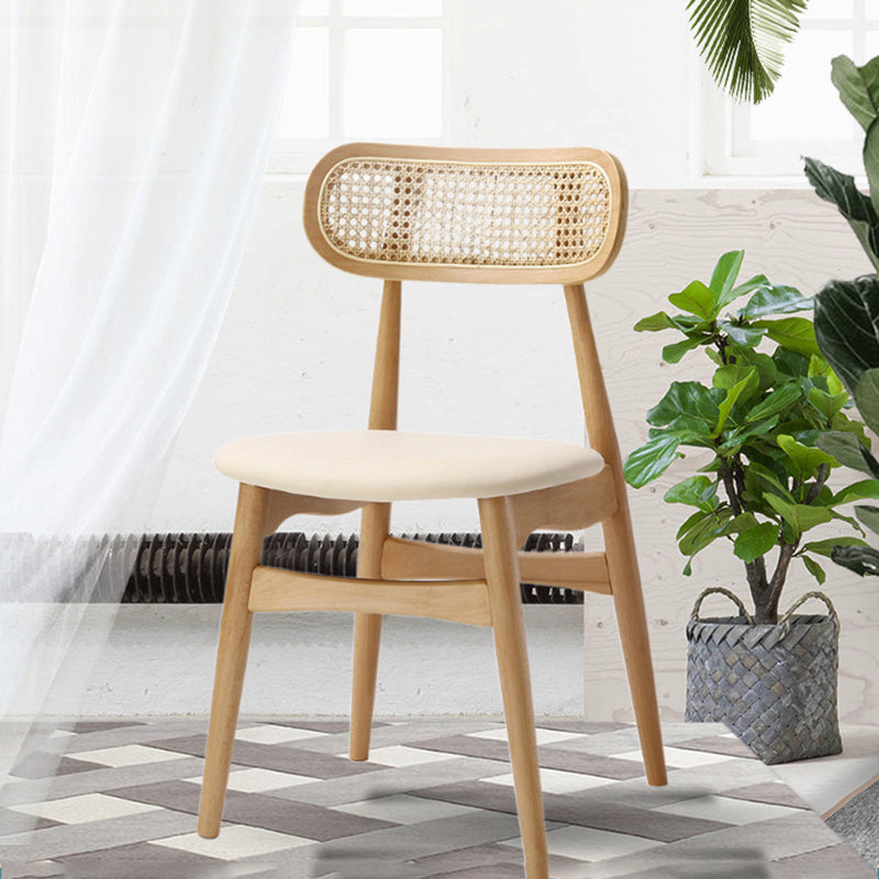Contemporary Open Back Dining Chair Indoor-Outdoor Solid Wood Side Chair