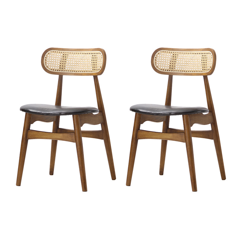 Contemporary Open Back Dining Chair Indoor-Outdoor Solid Wood Side Chair