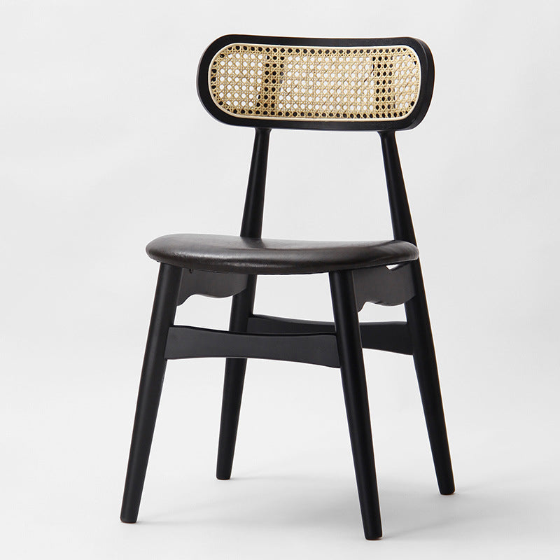 Contemporary Open Back Dining Chair Indoor-Outdoor Solid Wood Side Chair