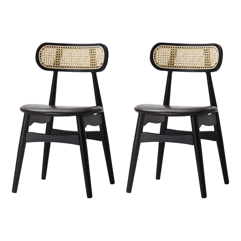 Contemporary Open Back Dining Chair Indoor-Outdoor Solid Wood Side Chair