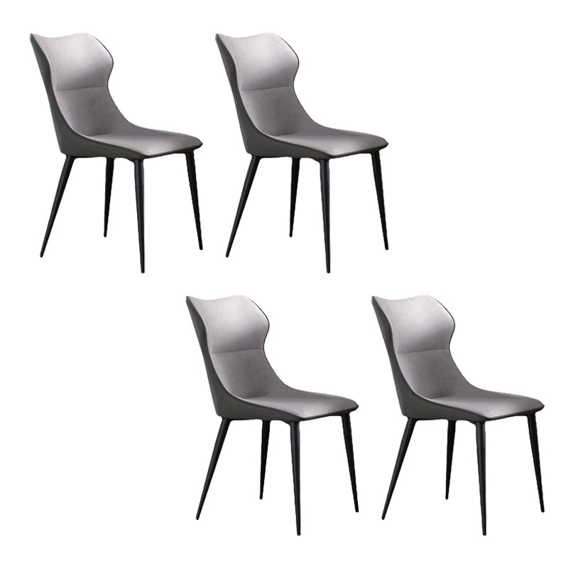 Faux Leather Side Chair Contemporary Wingback Armless Indoor Chair