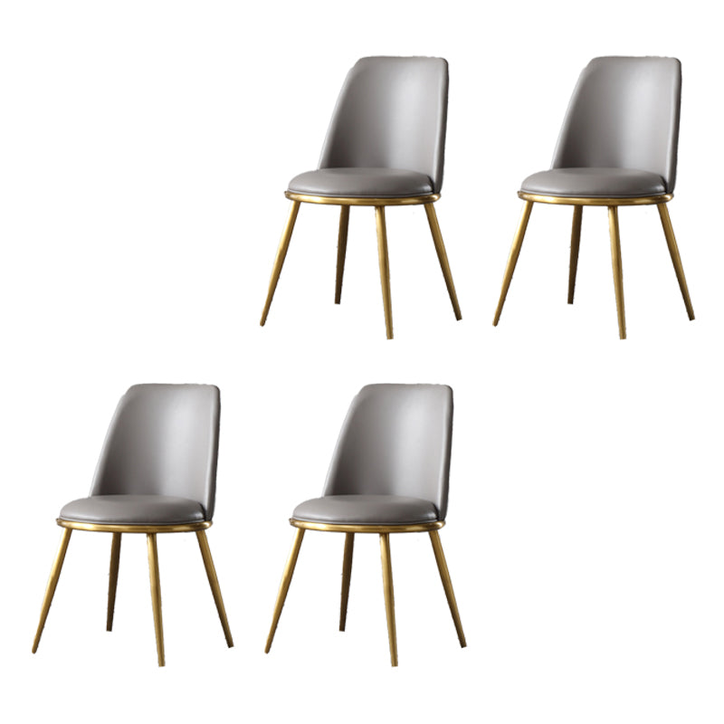 Glam Home Side Chair Metal Legs Upholstered Armless Dining Chair