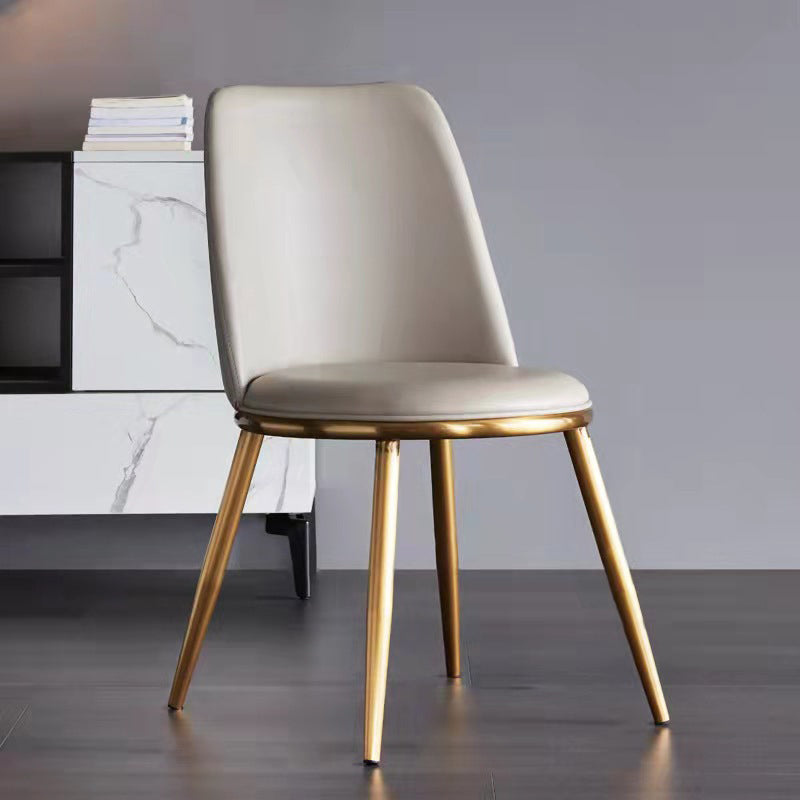 Glam Home Side Chair Metal Legs Upholstered Armless Dining Chair