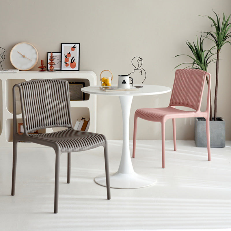 Home Indoor Armless Dining Chairs Slat Back Stacking Side Chair