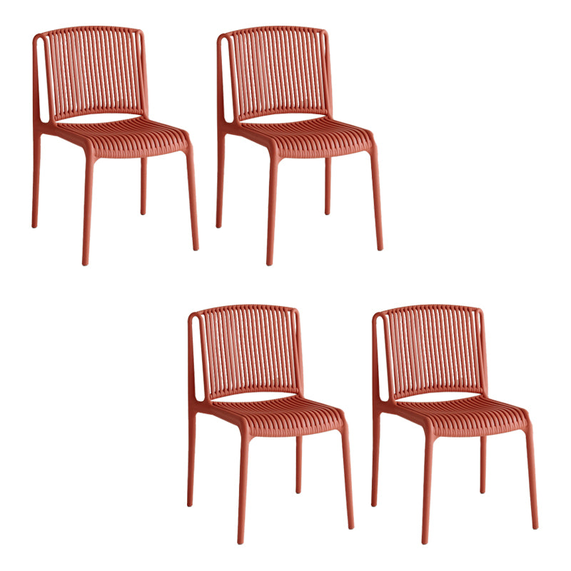 Home Indoor Armless Dining Chairs Slat Back Stacking Side Chair