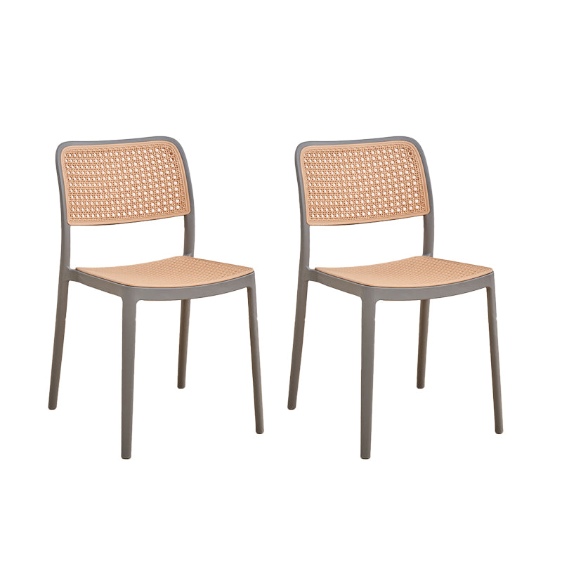 Plastic Patio Dining Side Chair Indoor Armless Open Back Chair