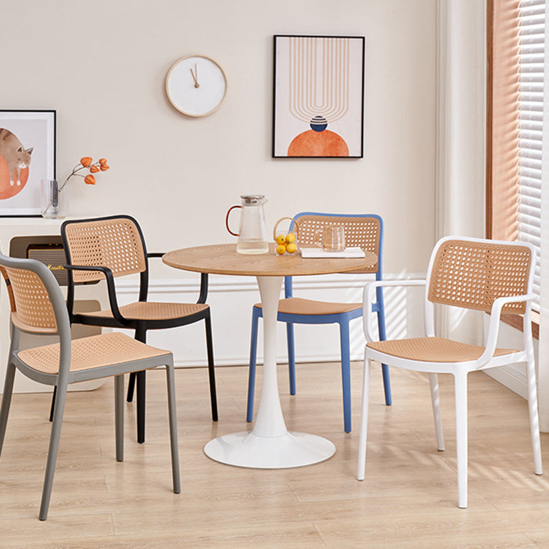 Plastic Patio Dining Side Chair Indoor Armless Open Back Chair